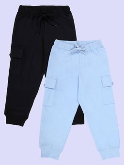 KiddoPanti - Boys Fleece Solid Cargo Pocket Joggers (Pack of 2)