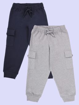 KiddoPanti - Boys Fleece Solid Cargo Pocket Joggers (Pack of 2)