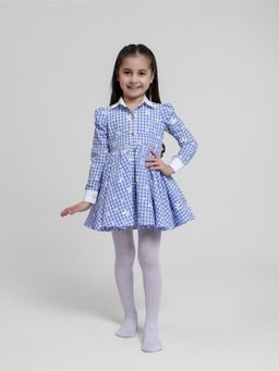THE PONY & PEONY CO. - BLUE BUTTERFLY Checks SHIRT DRESS