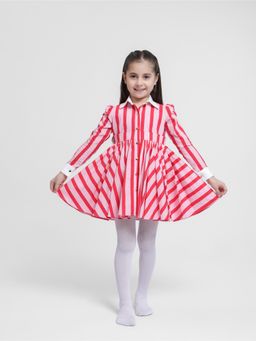 THE PONY & PEONY CO. - Pink CANDY POP Stripes SHIRT DRESS