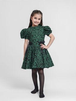 THE PONY & PEONY CO. - GREEN LEOPARD DRESS