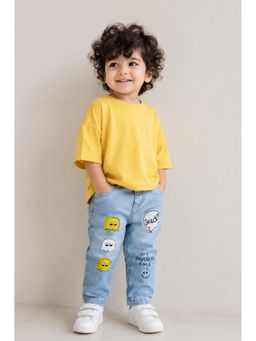 Tales & Stories - Boys Light Blue Printed Denim Jeans