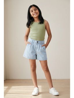 Tales & Stories - Girls Light Blue Washed Denim Shorts
