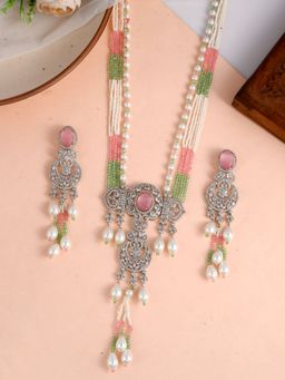 Silvermerc Designs - Silver American Diamond Ethnic Jewellery Set