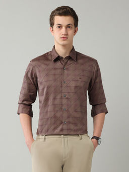 Arrow Newyork - Brown Self Design Slim Fit Shirt