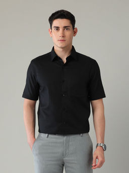 Arrow - Black Self Design Regular Fit Shirt