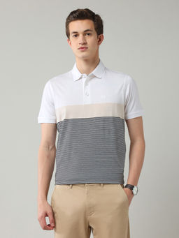 Arrow - White Stripes Regular Fit Polo T-Shirt