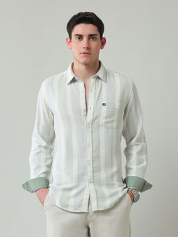 Arrow Sports - Green Stripes Regular Fit Shirt