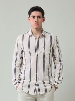 Arrow Sports - Beige Stripes Slim Fit Shirt