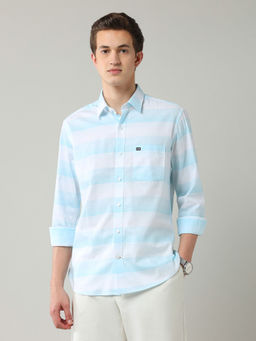 Arrow Sports - Green Stripes Slim Fit Shirt