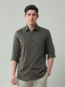 Arrow Sports - Green Stripes Slim Fit Shirt