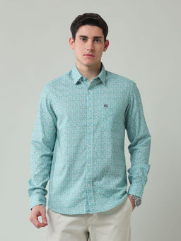 Arrow Sports - Green Floral Slim Fit Shirt