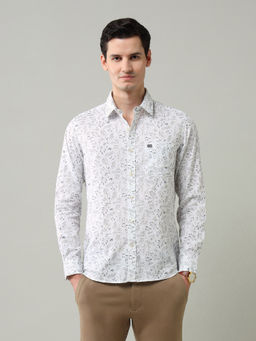 Arrow Sports - White Printed Slim Fit Shirt