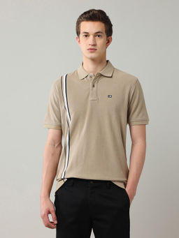 Arrow Sports - Beige Stripes Regular Fit Polo T-Shirt