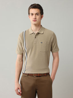 Arrow Sports - Beige Stripes Regular Fit Polo T-Shirt