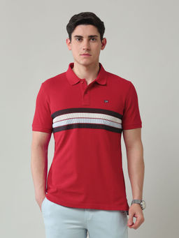 Arrow Sports - Red Stripes Regular Fit Polo T-Shirt