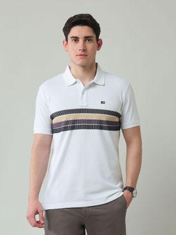 Arrow Sports - White Stripes Regular Fit Polo T-Shirt