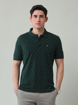 Arrow Sports - Green Printed Regular Fit Polo T-Shirt
