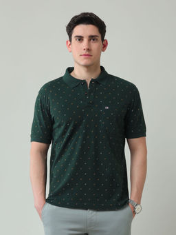 Arrow Sports - Green Printed Regular Fit Polo T-Shirt