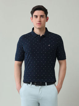 Arrow Sports - Blue Printed Regular Fit Polo T-Shirt