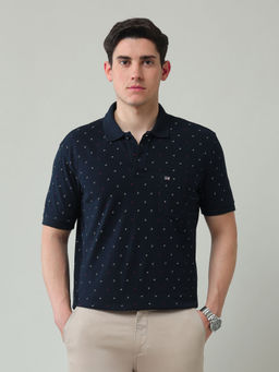 Arrow Sports - Blue Printed Regular Fit Polo T-Shirt