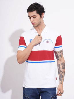 Being Human - White Colorblock Regular Fit Polo T-Shirt