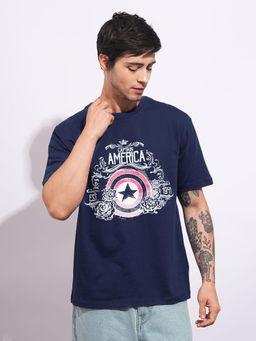 Being Human - Navy Blue Printed Regular Fit T-Shirt