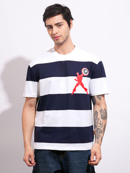 Being Human - Navy Blue Stripes Regular Fit T-Shirt