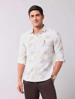 U.S. Polo Assn. Denim Co. - Beige Floral Regular Fit Shirt