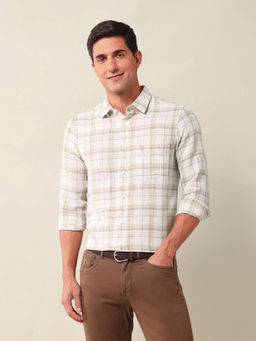 U.S. POLO ASSN. - Beige Checks Tailored Fit Shirt