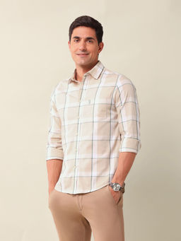 U.S. POLO ASSN. - Beige Checks Tailored Fit Shirt