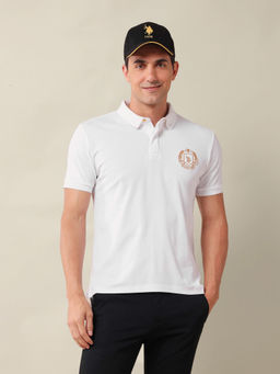U.S. POLO ASSN. - White Solid Slim Fit Polo T-Shirt
