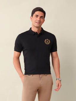 U.S. POLO ASSN. - Black Solid Slim Fit Polo T-Shirt