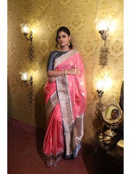 Maayavi - Pink Nalini Saree with Unstitched Blouse