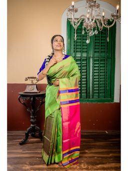 Maayavi - Green Ashwini Saree with Unstitched Blouse