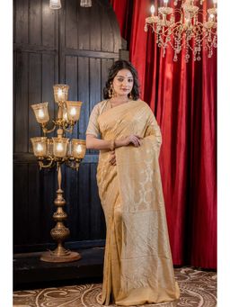 Maayavi - Beige Rohana Saree with Unstitched Blouse
