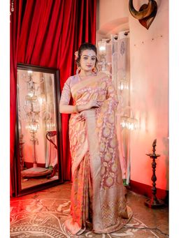 Maayavi - Pink Anushka Saree with Unstitched Blouse