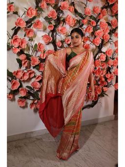 Maayavi - Multi-Colour Checkers Saree with Unstitched Blouse
