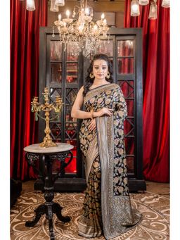 Maayavi - Black Ilyana Saree with Unstitched Blouse