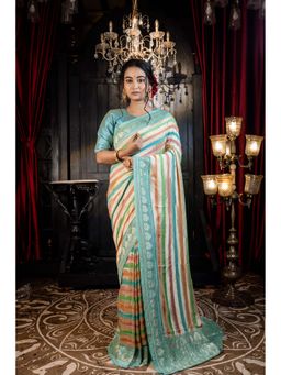 Maayavi - Multi-Colour Leheri Saree with Unstitched Blouse