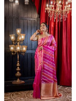 Maayavi - Magenta Kashish Saree with Unstitched Blouse