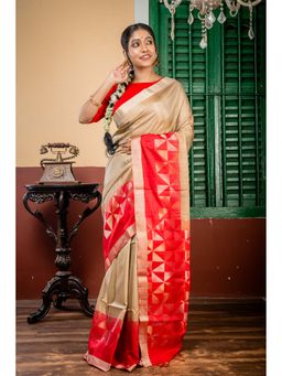 Maayavi - Beige Ranjitha Saree with Unstitched Blouse