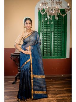 Maayavi - Blue Leepakshi Saree with Unstitched Blouse