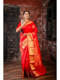 Maayavi - Red Navya Saree with Unstitched Blouse