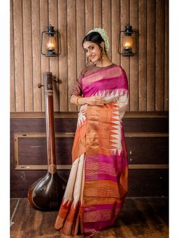 Maayavi - Beige Madhurima Saree with Unstitched Blouse