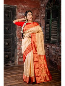 Maayavi - Beige Aadhya Saree with Unstitched Blouse