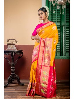 Maayavi - Yellow Revathi Saree with Unstitched Blouse