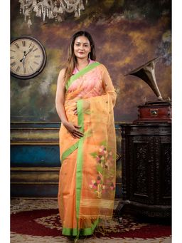 Maayavi - Orange Aruna Saree with Unstitched Blouse