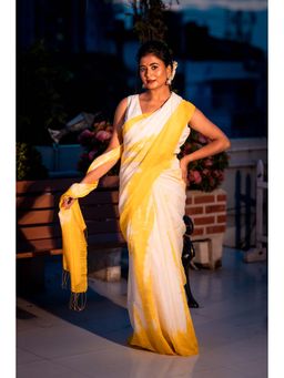 Maayavi - Yellow Mango Crush Saree with Unstitched Blouse