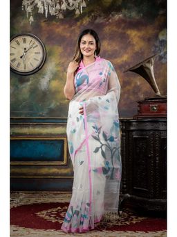 Maayavi - White Malati Saree with Unstitched Blouse